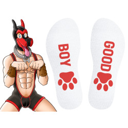 Kinky Puppy Socks Chaussettes Good Boy Blanc-Rouge